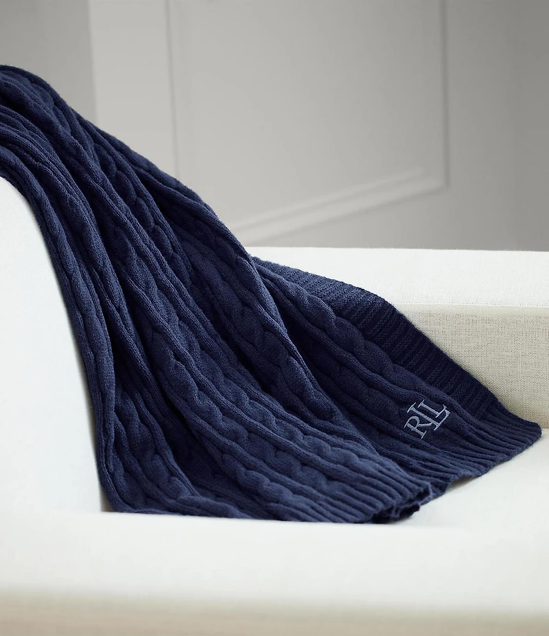 Lauren Ralph Lauren Jamie Cable Knit Throw Blanket