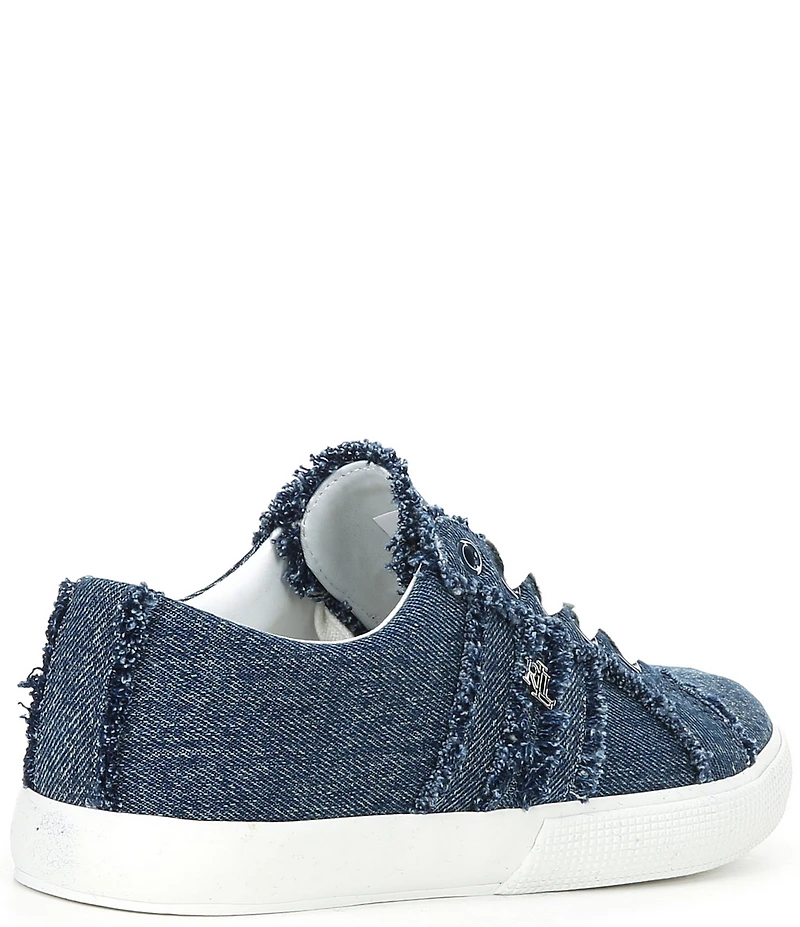 Lauren Ralph Lauren Janson Frayed Logo Detail Washed Denim Sneakers