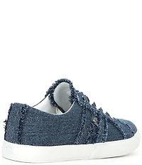 Lauren Ralph Lauren Janson Frayed Logo Detail Washed Denim Sneakers