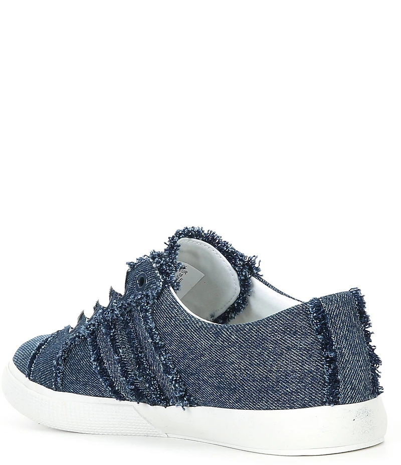 Lauren Ralph Lauren Janson Frayed Logo Detail Washed Denim Sneakers