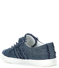 Lauren Ralph Lauren Janson Frayed Logo Detail Washed Denim Sneakers