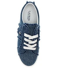 Lauren Ralph Lauren Janson Frayed Logo Detail Washed Denim Sneakers