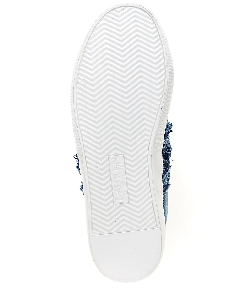Lauren Ralph Lauren Janson Frayed Logo Detail Washed Denim Sneakers