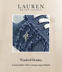 Lauren Ralph Lauren Janson Frayed Logo Detail Washed Denim Sneakers