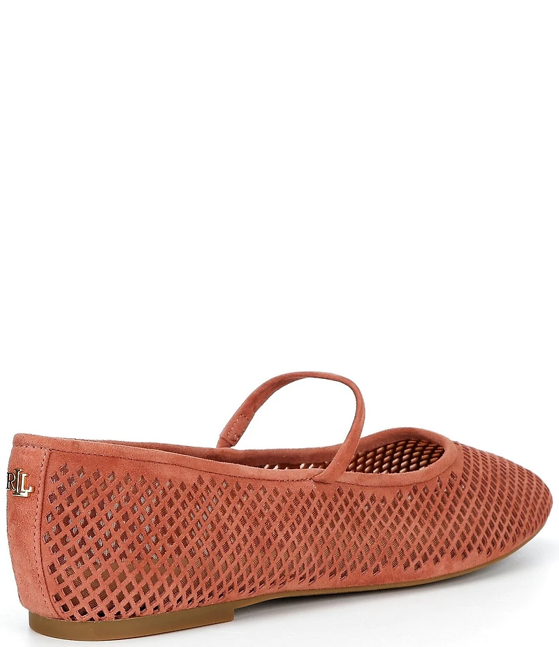 Lauren Ralph Lauren Jayna Perforated Suede Leather Mary Jane Flats