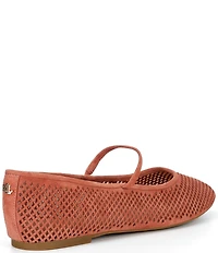 Lauren Ralph Lauren Jayna Perforated Suede Leather Mary Jane Flats