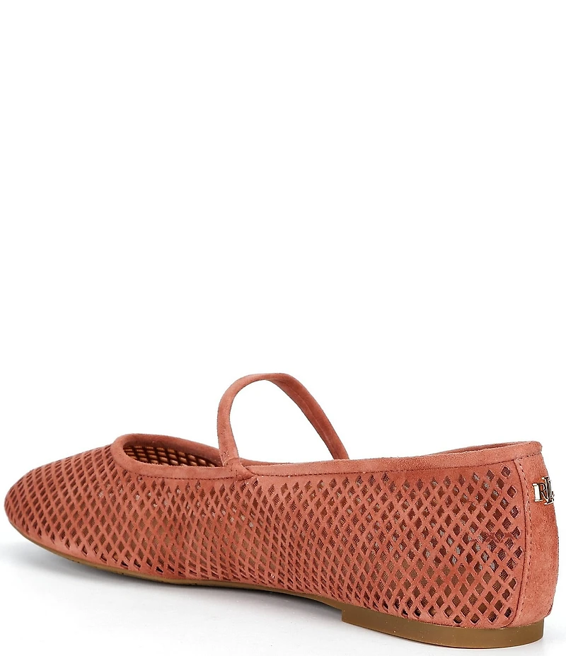 Lauren Ralph Lauren Jayna Perforated Suede Leather Mary Jane Flats