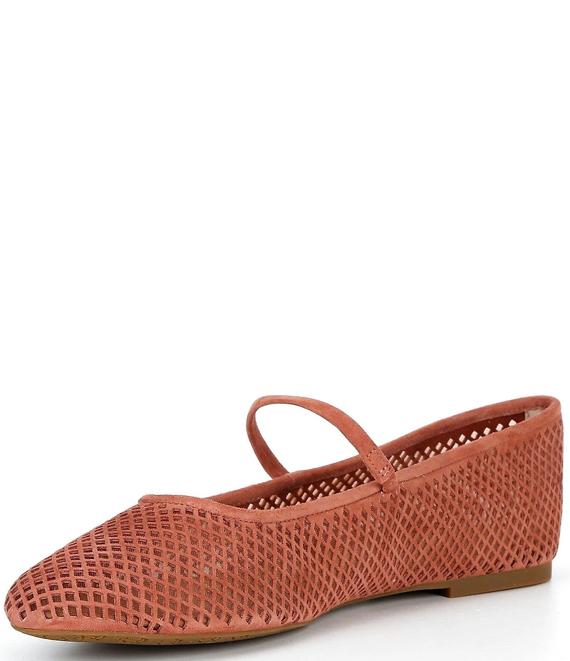 Lauren Ralph Lauren Jayna Perforated Suede Leather Mary Jane Flats