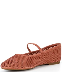 Lauren Ralph Lauren Jayna Perforated Suede Leather Mary Jane Flats