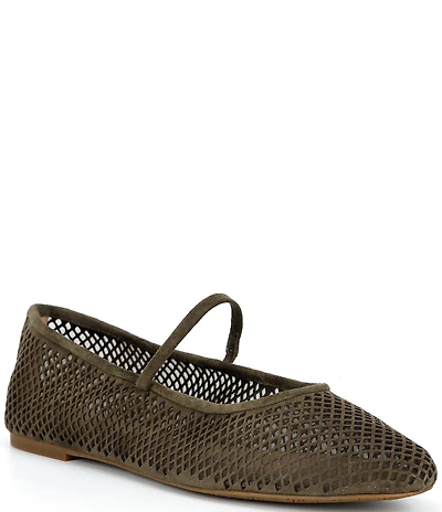 Lauren Ralph Lauren Jayna Perforated Suede Leather Mary Jane Flats