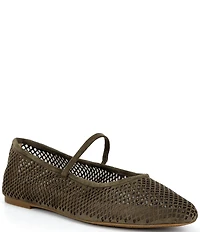 Lauren Ralph Lauren Jayna Perforated Suede Leather Mary Jane Flats
