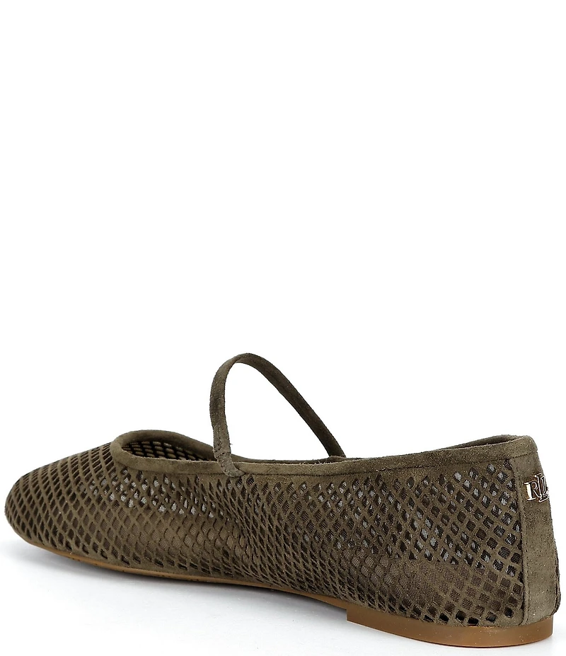 Lauren Ralph Lauren Jayna Perforated Suede Leather Mary Jane Flats