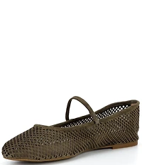 Lauren Ralph Lauren Jayna Perforated Suede Leather Mary Jane Flats