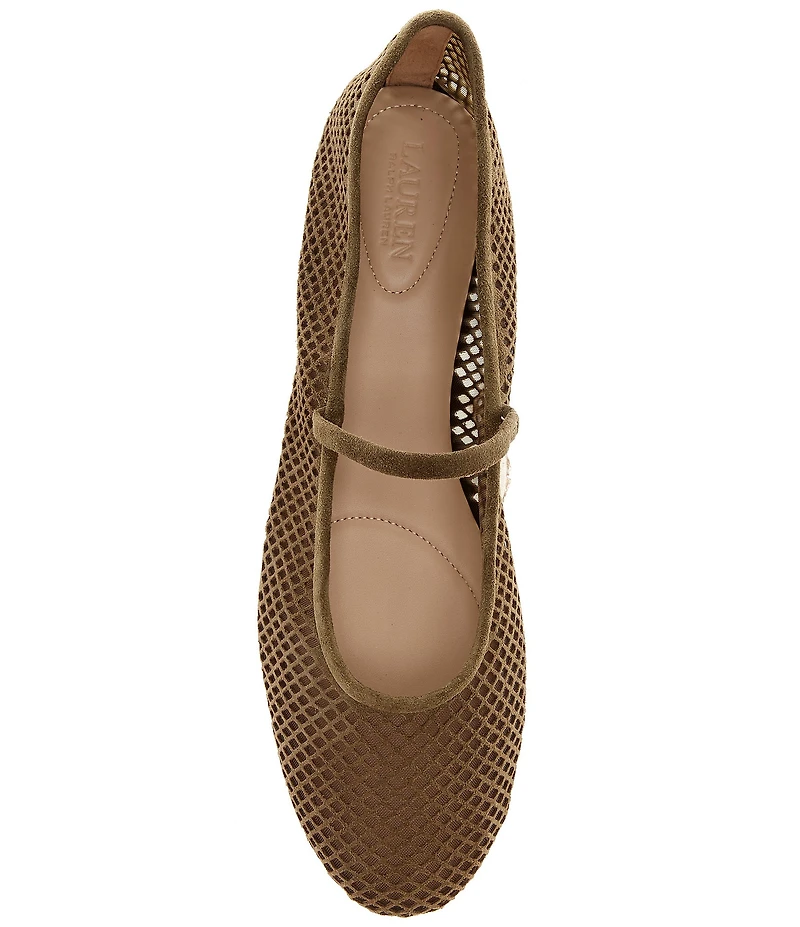Lauren Ralph Lauren Jayna Perforated Suede Leather Mary Jane Flats