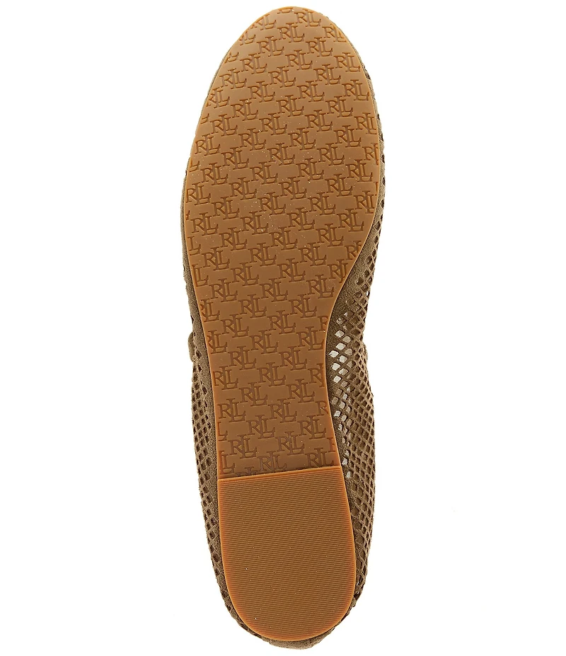 Lauren Ralph Lauren Jayna Perforated Suede Leather Mary Jane Flats