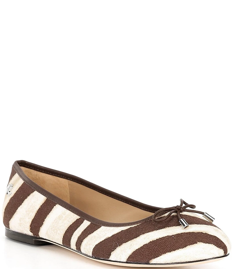 Lauren Ralph Lauren Jayna Zebra Print Canvas Ballet Bow Flats