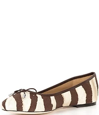 Lauren Ralph Lauren Jayna Zebra Print Canvas Ballet Bow Flats