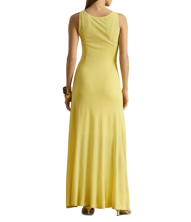 Lauren Ralph Lauren Jersey Knit Boat Neck Sleeveless Maxi Sheath Dress