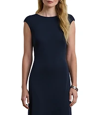 Lauren Ralph Lauren Jersey Knit Crew Neck Cap Sleeve Back Criss Cross Gown