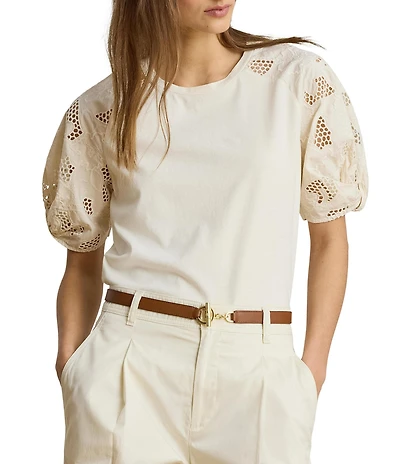 Lauren Ralph Lauren Jersey Knit Crew Neck Short Sleeve Top