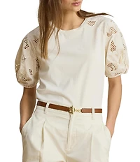 Lauren Ralph Lauren Jersey Knit Crew Neck Short Sleeve Top