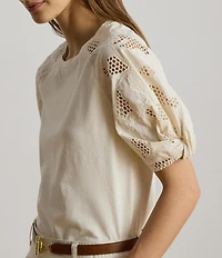Lauren Ralph Lauren Jersey Knit Crew Neck Short Sleeve Top