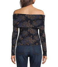 Lauren Ralph Lauren Jersey Knit Floral Print Off-The-Shoulder Neck Long Sleeve Top