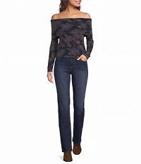 Lauren Ralph Lauren Jersey Knit Floral Print Off-The-Shoulder Neck Long Sleeve Top