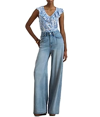 Lauren Ralph Lauren Jersey Knit Paisley Print V-Neck Sleeveless Top