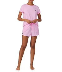 Lauren Ralph Lauren Jersey Knit Striped Short Sleeve Crew Neck Tee & Shorty Pajama Set