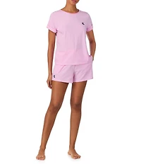 Lauren Ralph Lauren Jersey Knit Striped Short Sleeve Crew Neck Tee & Shorty Pajama Set