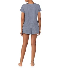 Lauren Ralph Lauren Jersey Knit Striped Short Sleeve Crew Neck Tee & Shorty Pajama Set
