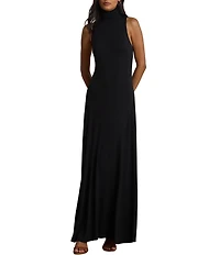 Lauren Ralph Lauren Jersey Turtleneck Sleeveless Long Dress