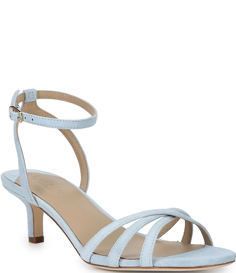 Lauren Ralph Lauren Kendyl Suede Ankle Wrap Kitten Heel Sandals