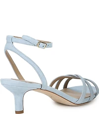 Lauren Ralph Lauren Kendyl Suede Ankle Wrap Kitten Heel Sandals