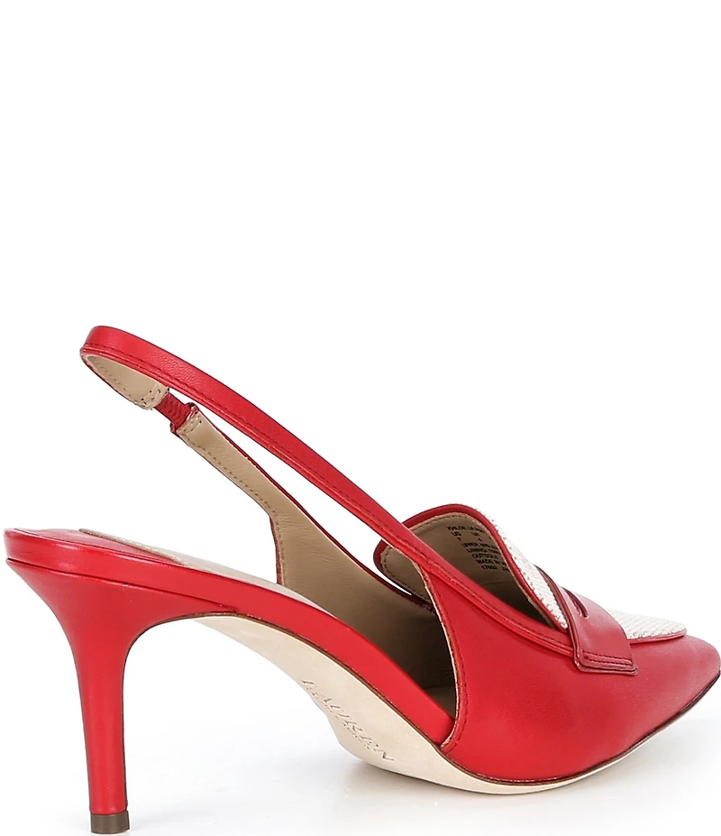 Lauren Ralph Lauren Khloe Leather Canvas Slingback Penny Loafer Pumps