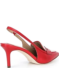 Lauren Ralph Lauren Khloe Leather Canvas Slingback Penny Loafer Pumps