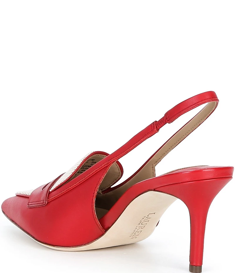 Lauren Ralph Lauren Khloe Leather Canvas Slingback Penny Loafer Pumps