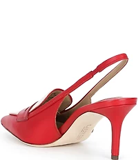 Lauren Ralph Lauren Khloe Leather Canvas Slingback Penny Loafer Pumps