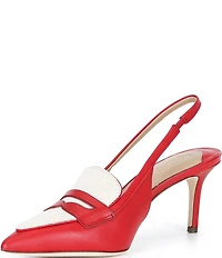 Lauren Ralph Lauren Khloe Leather Canvas Slingback Penny Loafer Pumps