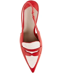 Lauren Ralph Lauren Khloe Leather Canvas Slingback Penny Loafer Pumps
