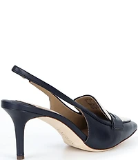Lauren Ralph Lauren Khloe Leather Canvas Slingback Penny Loafer Pumps