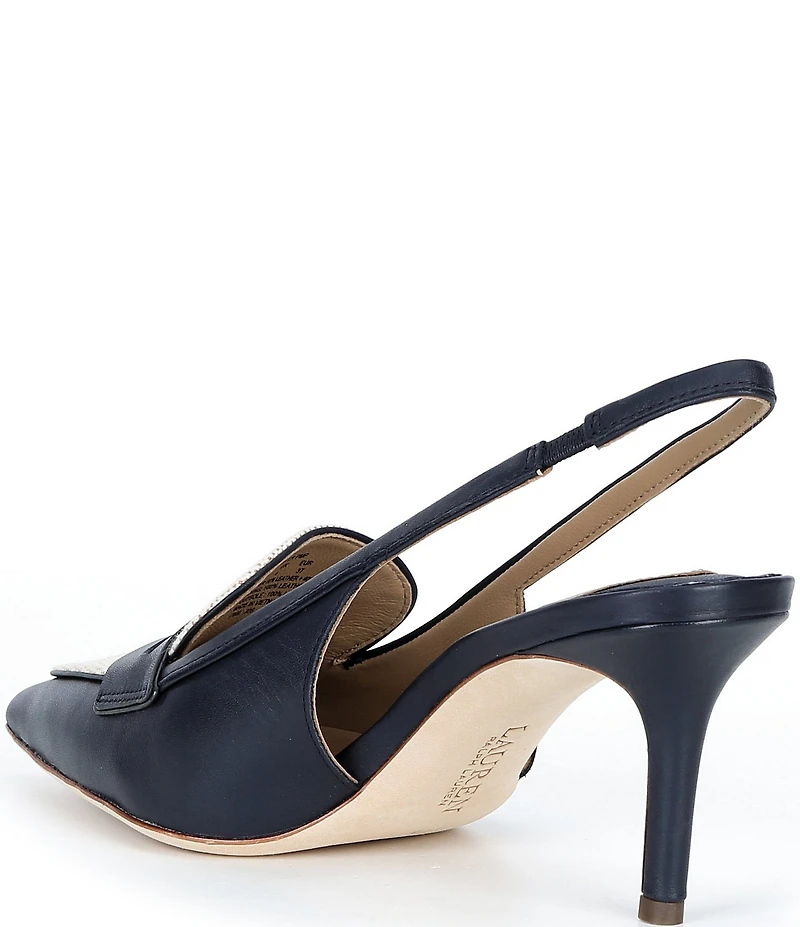 Lauren Ralph Lauren Khloe Leather Canvas Slingback Penny Loafer Pumps