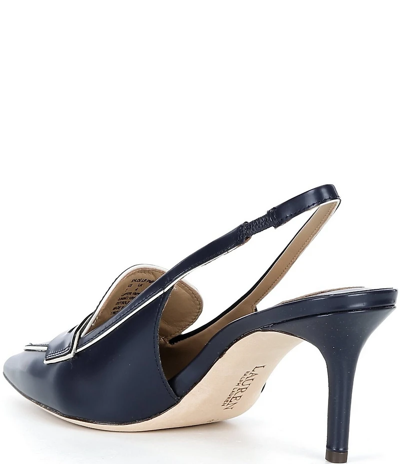 Lauren Ralph Lauren Khloe Leather Slingback Pointed Toe Penny Loafer Pumps