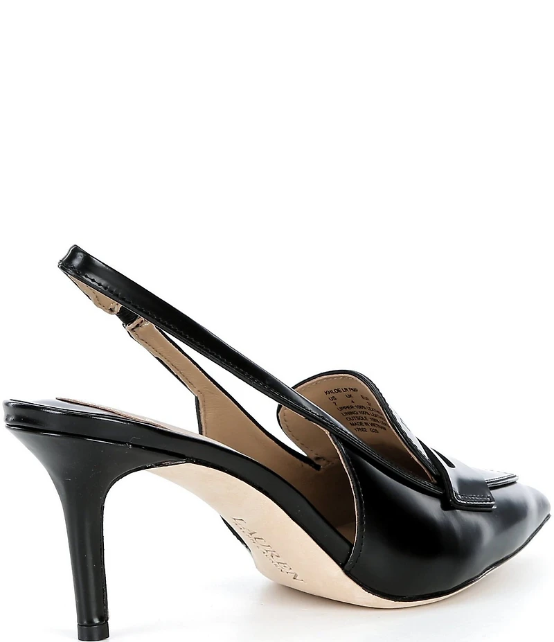 Lauren Ralph Lauren Khloe Leather Slingback Pointed Toe Penny Loafer Pumps