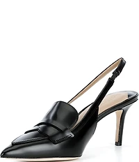 Lauren Ralph Lauren Khloe Leather Slingback Pointed Toe Penny Loafer Pumps