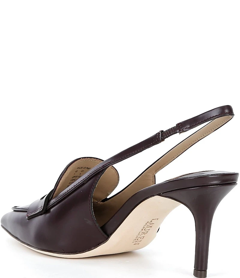 Lauren Ralph Lauren Khloe Leather Slingback Pointed Toe Penny Loafer Pumps
