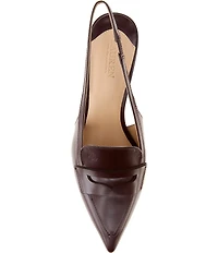 Lauren Ralph Lauren Khloe Leather Slingback Pointed Toe Penny Loafer Pumps