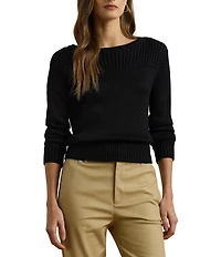Lauren Ralph Lauren Knit Boat Neck Long Sleeve Top