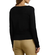 Lauren Ralph Lauren Knit Boat Neck Long Sleeve Top